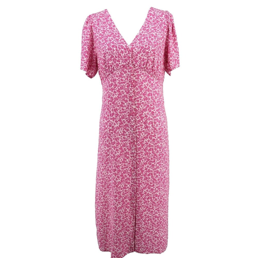 NEW Old Navy Smocked Midi Dress Womens Size XL Pink Sundress Floral Short Sleeve